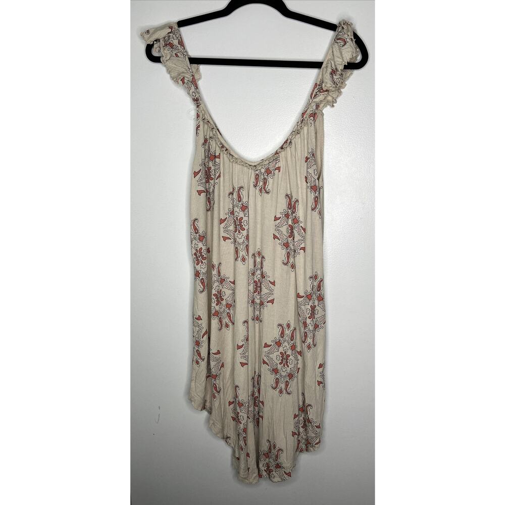 Free People Boho Tunic XS Neutral Ruffled Strap Festival Summer